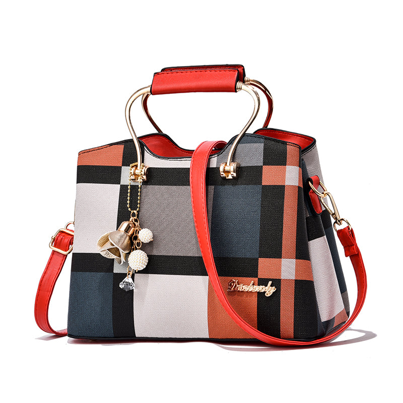 Checkered Design Women's Bag - Satchel Portable Shoulder Crossbody Handbag