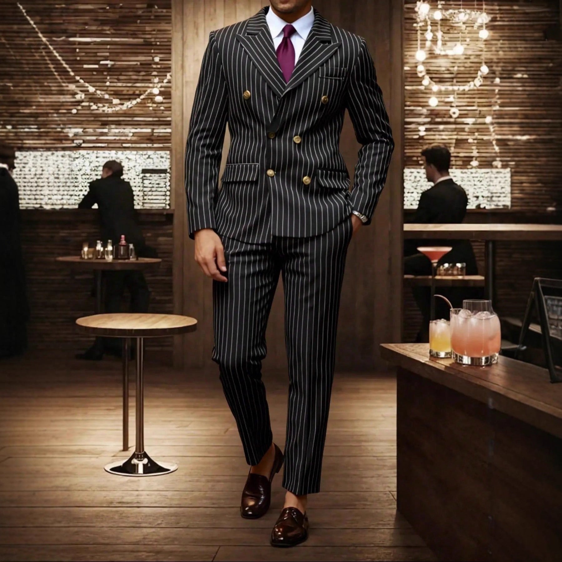 Mens Striped Business Suit Set