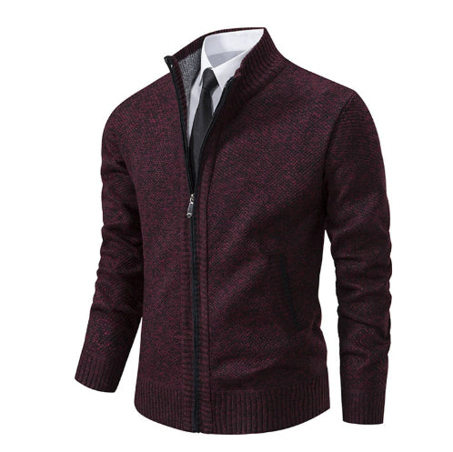Men's Solid Color Stand Collar Cardigan Sweaters Coat