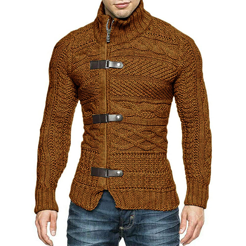Autumn And Winter Turtleneck Men's Cardigan Coat