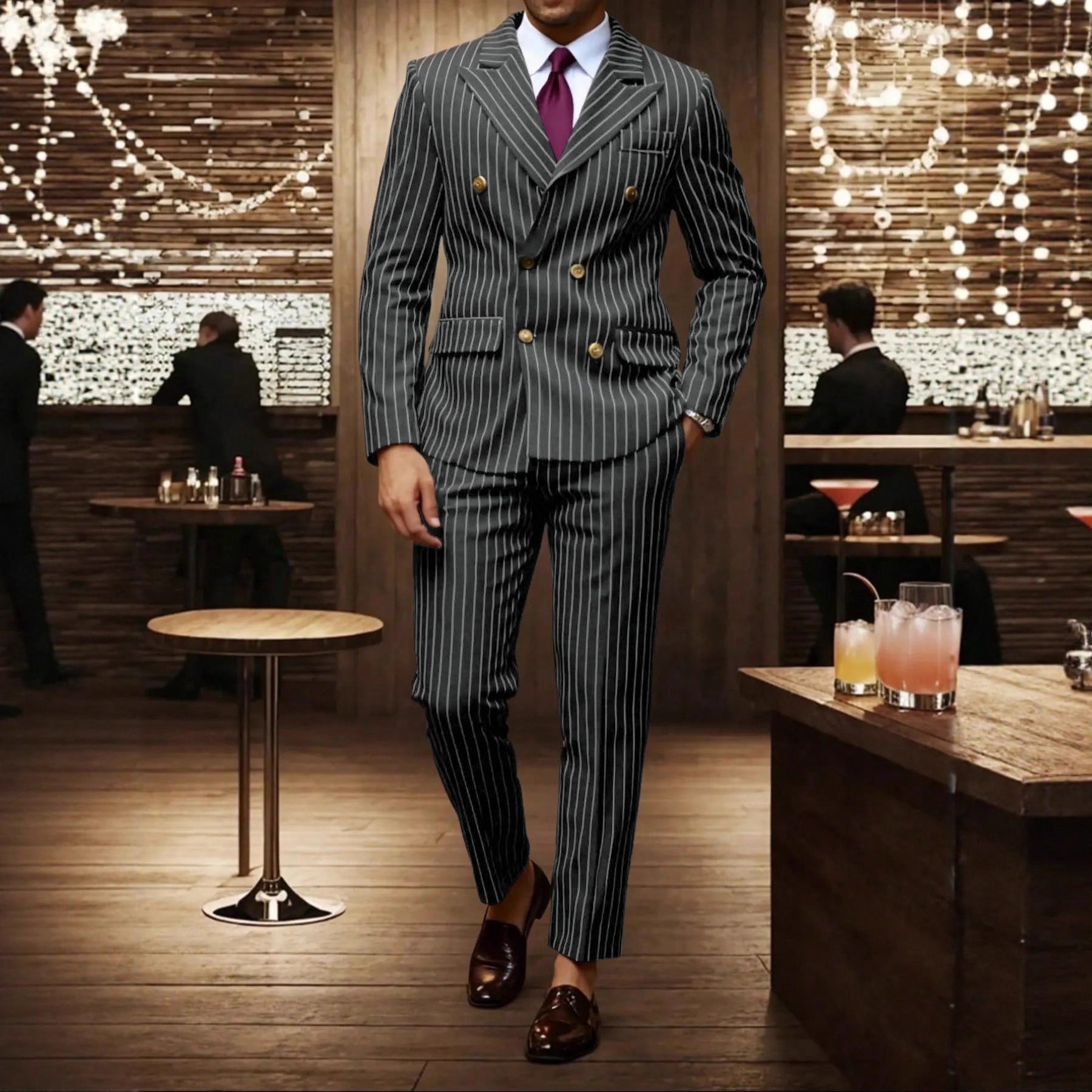 Mens Striped Business Suit Set