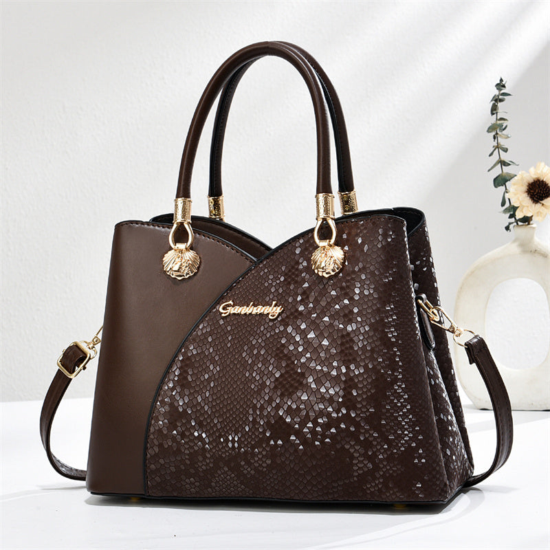 Handheld Pattern Shoulder Bag - Large Capacity Zip Closure Stone Pattern Lining Material Polyester Mainly Femm Sac
