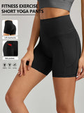 Plus Size Yoga Biker Shorts With Pockets High Waist, Tummy Control Gym Leggings