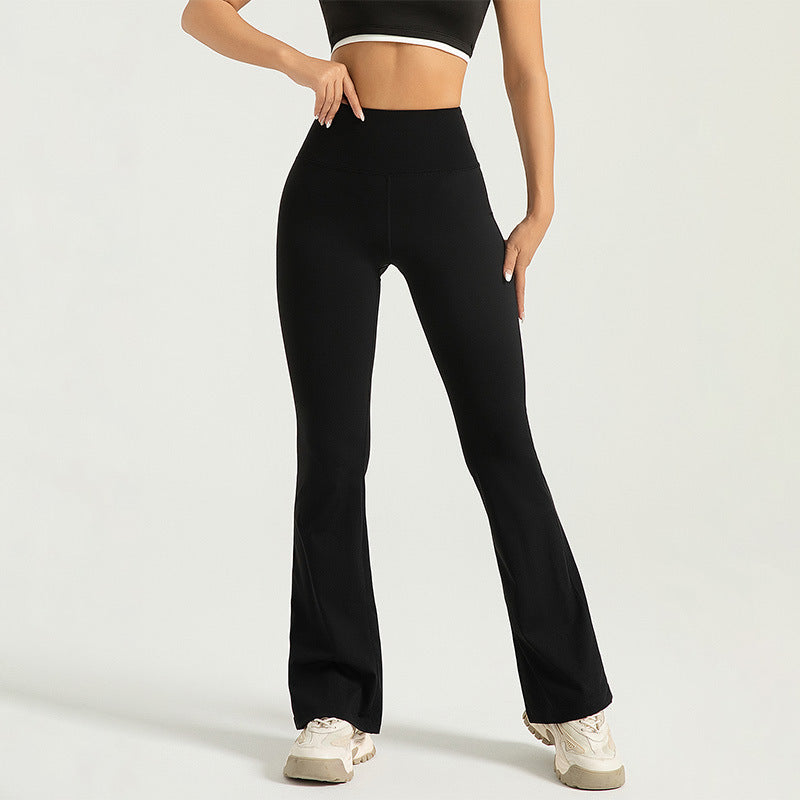 High-waist Lifting Yoga Flared Pants, Nude Sensation Fitness Breathable Sports Leggings