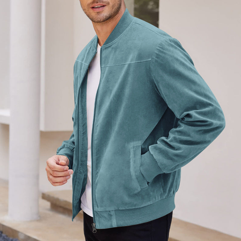 Men's Suede Solid Color Casual Retro Jacket