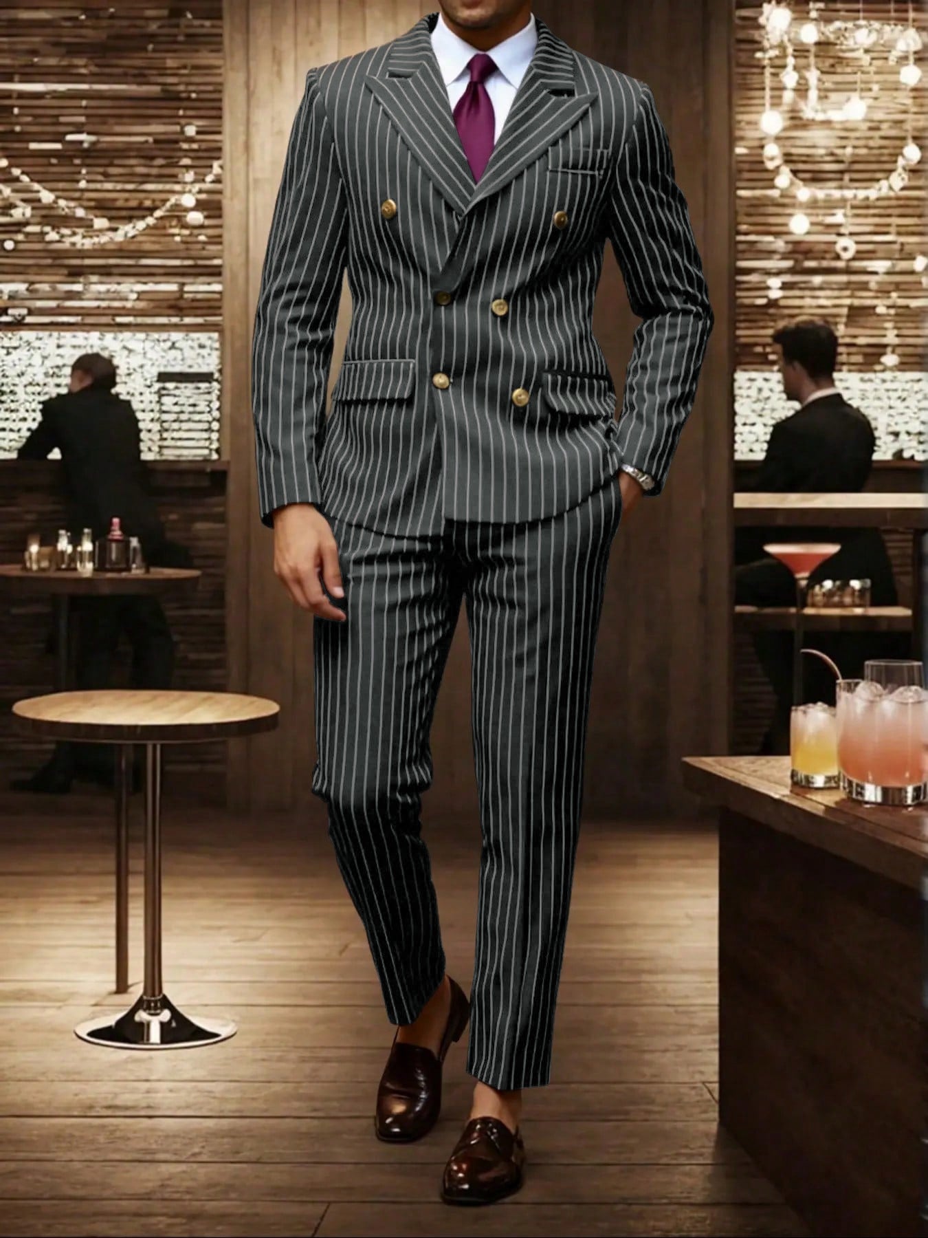 Mens Striped Business Suit Set