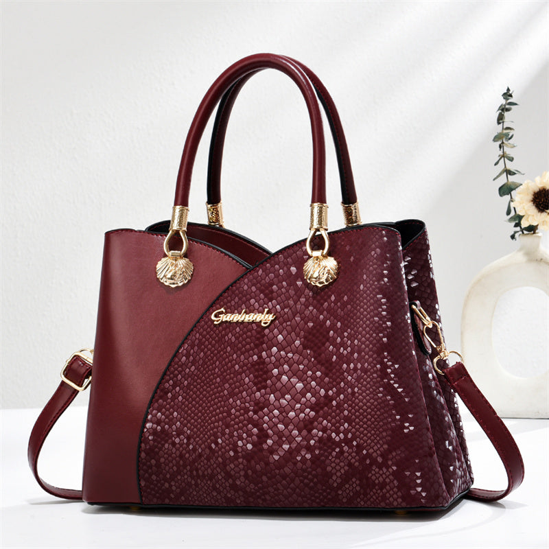 Handheld Pattern Shoulder Bag - Large Capacity Zip Closure Stone Pattern Lining Material Polyester Mainly Femm Sac